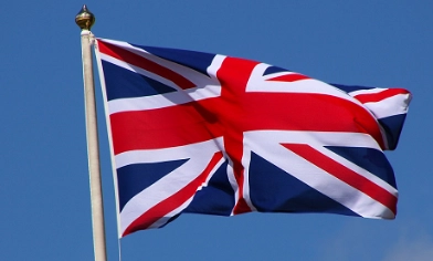 Union Jack flag at top of flag pole
